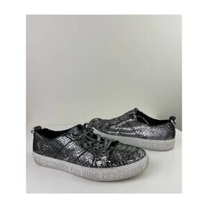 Opening Ceremony Gray La Cienega Silver Faux Snake Python Sneakers Size 38 7.5